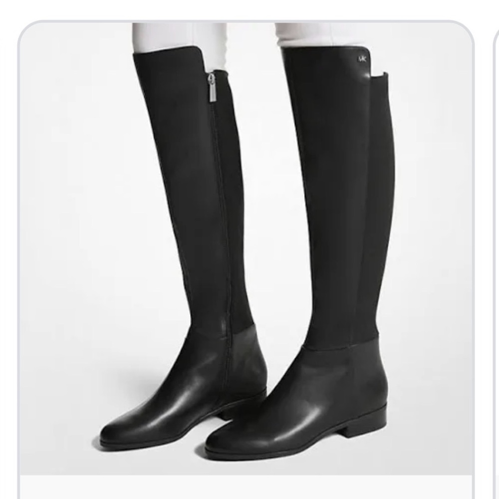 Michael Kors Black Over-the-Knee Stretch Leather Riding Style Boots, NWT no box.